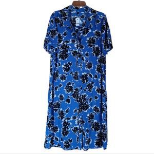 NWT Lane Bryant Floral Button Front Shirt Maxi Overpiece Blue size 18/20